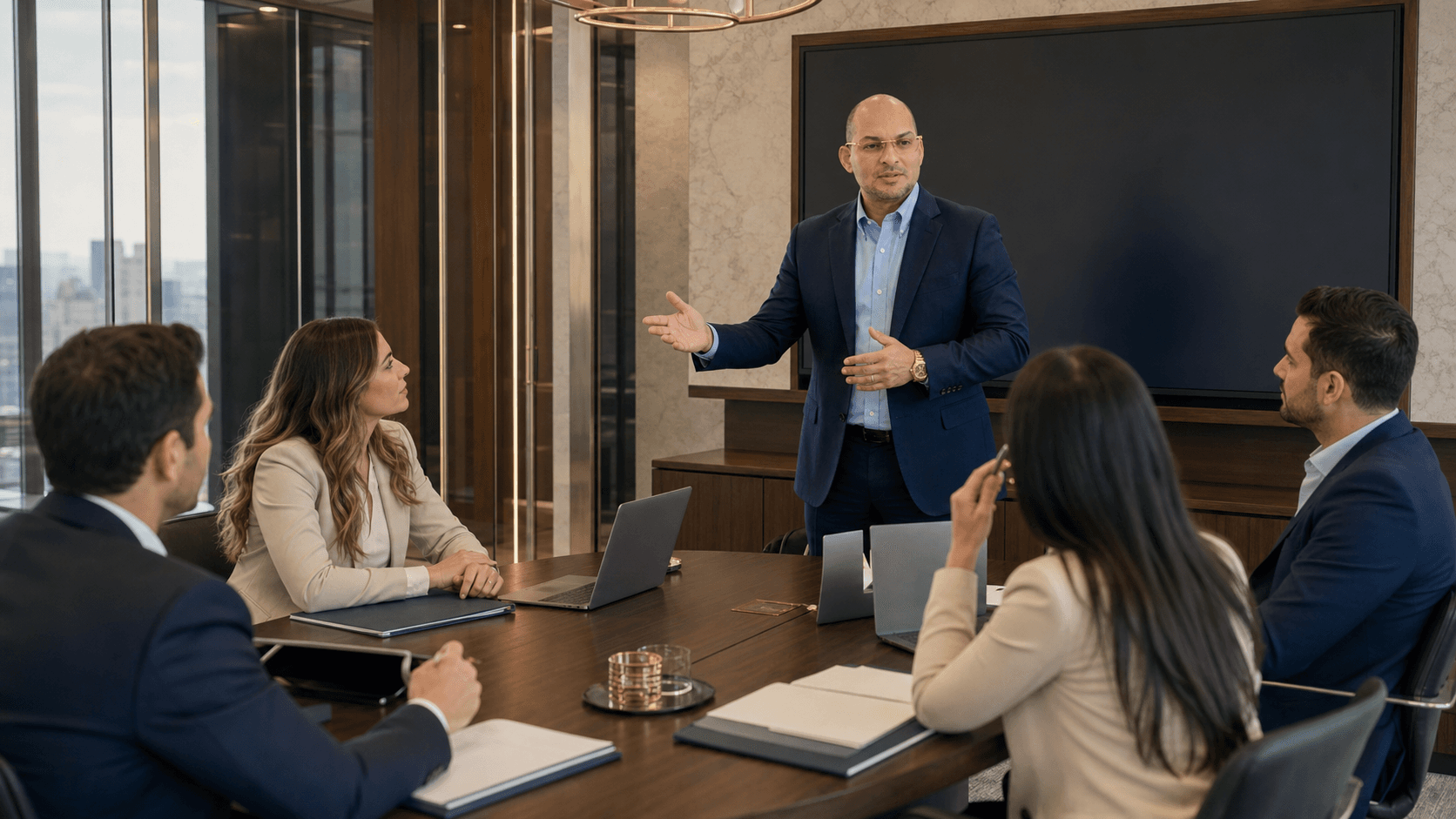 Jose Cedano leading a strategy session with the Swift team