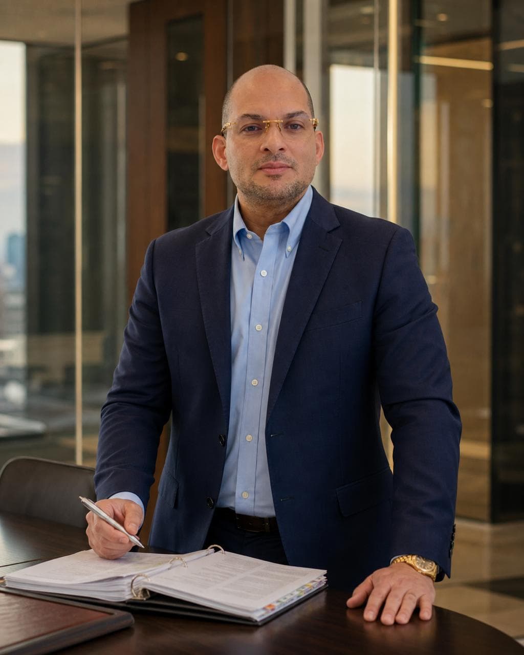 Jose Cedano reviewing billing documents